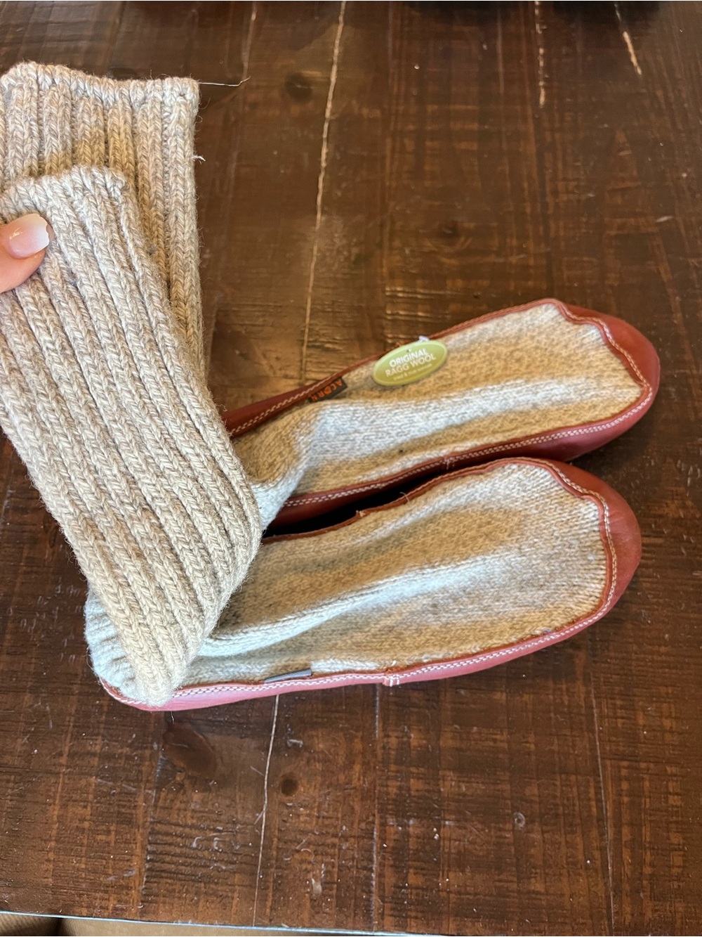 🧦🤎 NEW Acorn Original Ragg Wool Leather Slipper Socks | Comfort on Earth - Picture 2 of 6